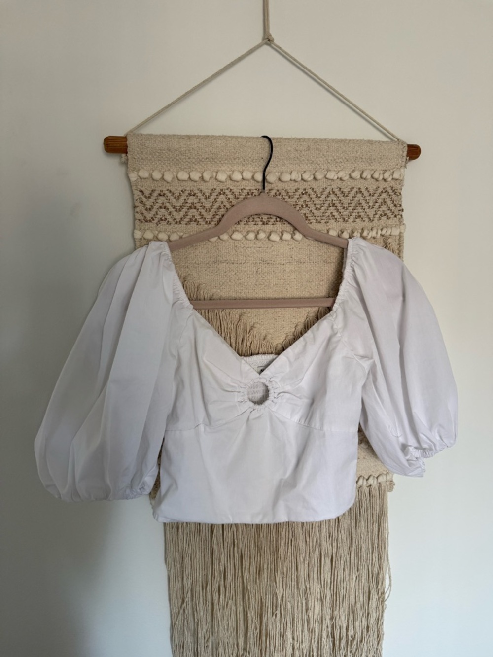 Abercrombie Puff-Sleeve Ring-Front Crop Top
